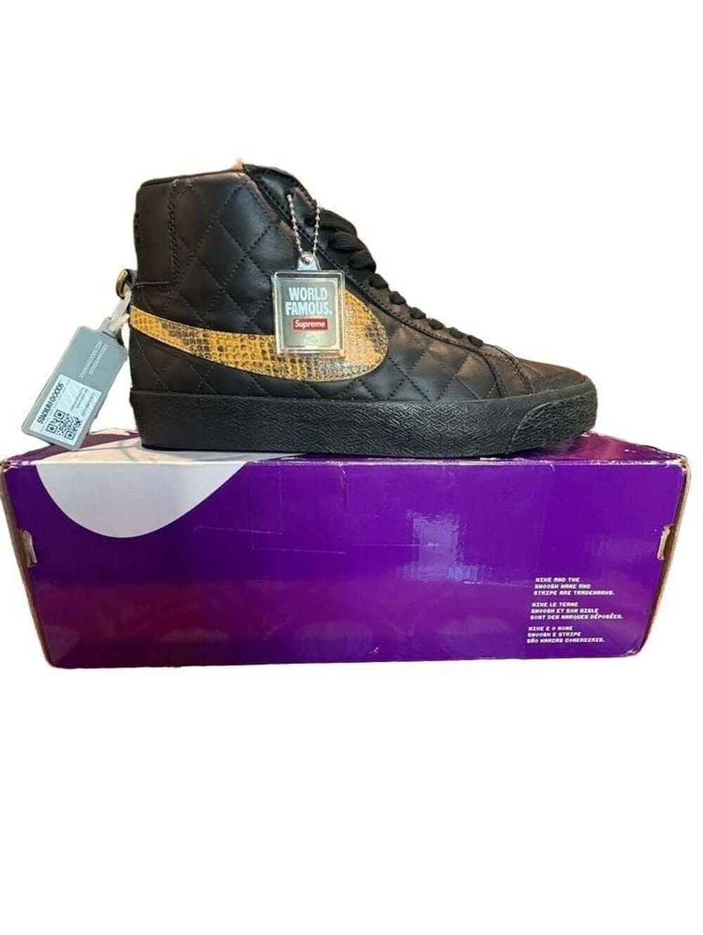 Supreme x Nike SB Zoom Blazer Mid QS Black Snakeskin